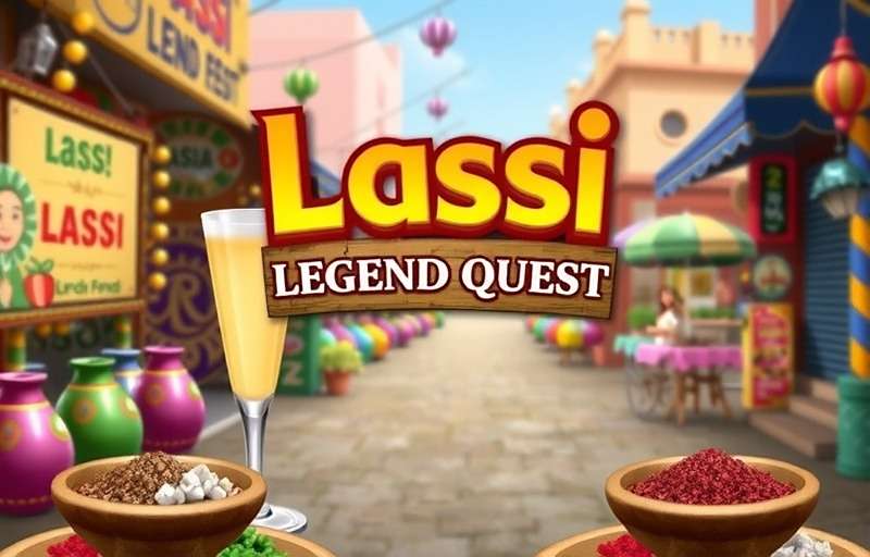 Lassi Legend Quest Official Cover Art Lassi Legend Quest game cover featuring vibrant Indian street food scene with traditional lassi glasses and spices