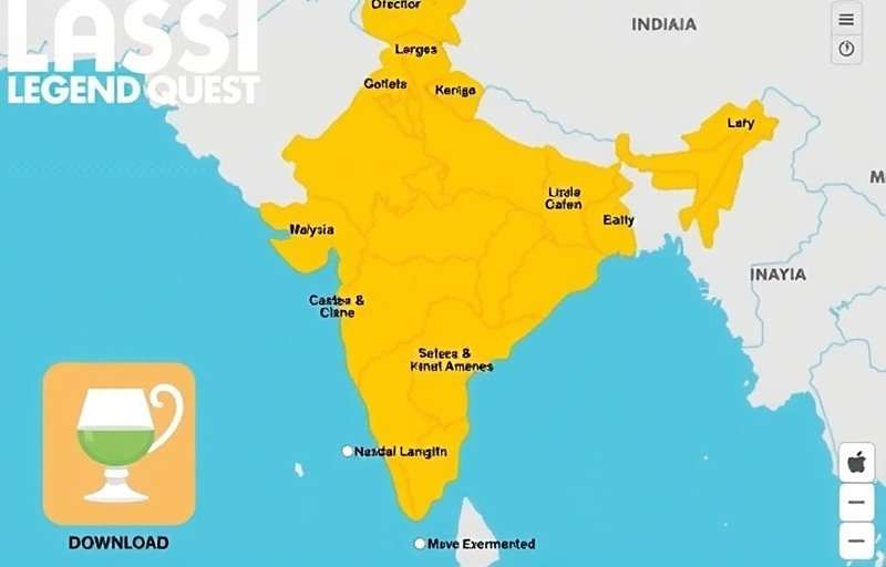 Lassi Legend Quest Regional Popularity in India Map of India highlighting Lassi Legend Quest download hotspots across different states